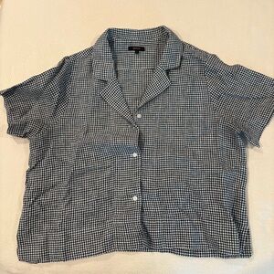 Quince Black and White Gingham Button-Down Shirt